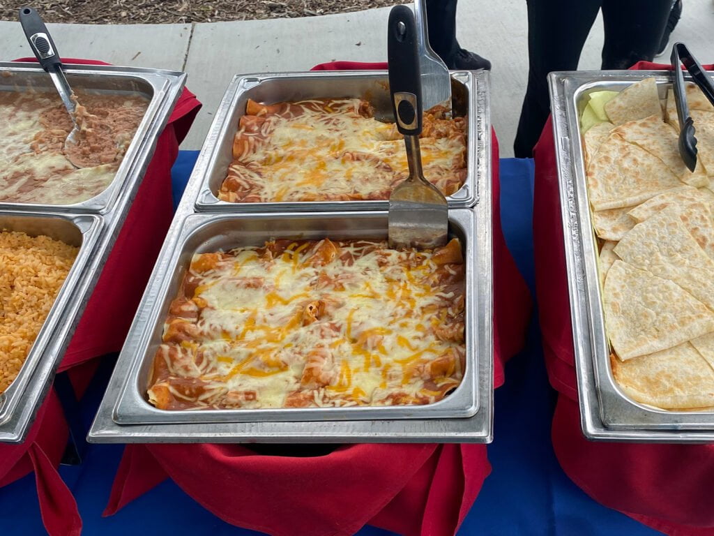 Cisco's Mexican Restaurant: Three trays of catered Mexican food on a table.